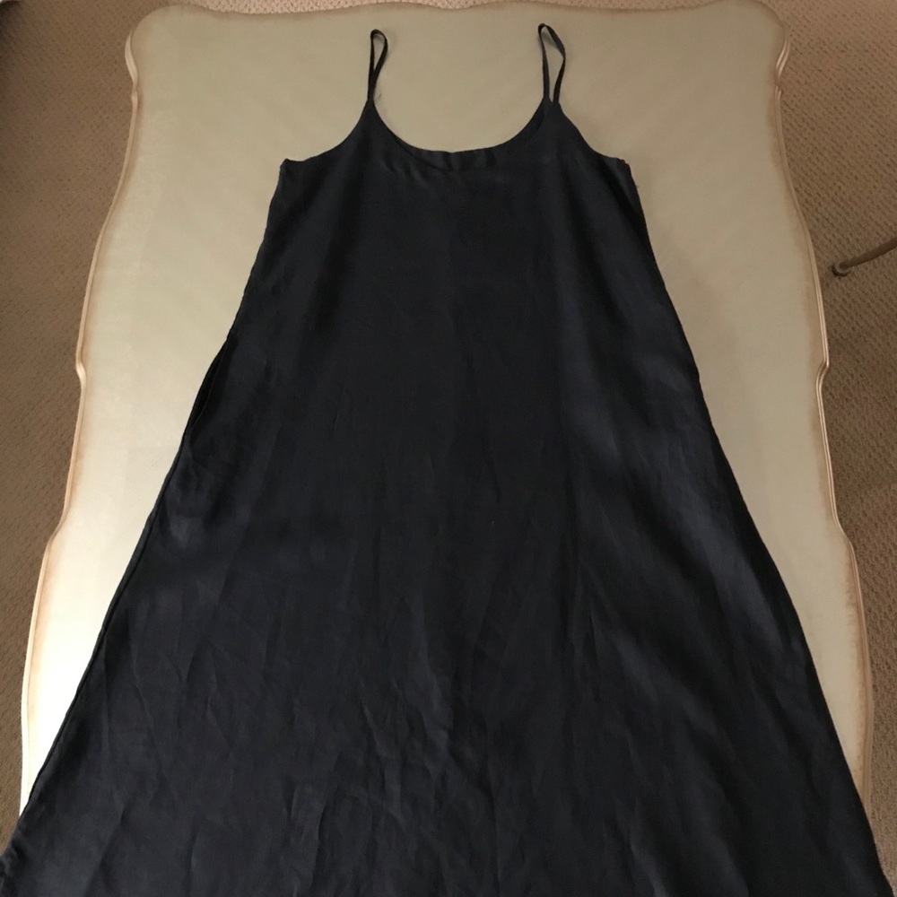 Black Linen Dress with Spaghetti Straps